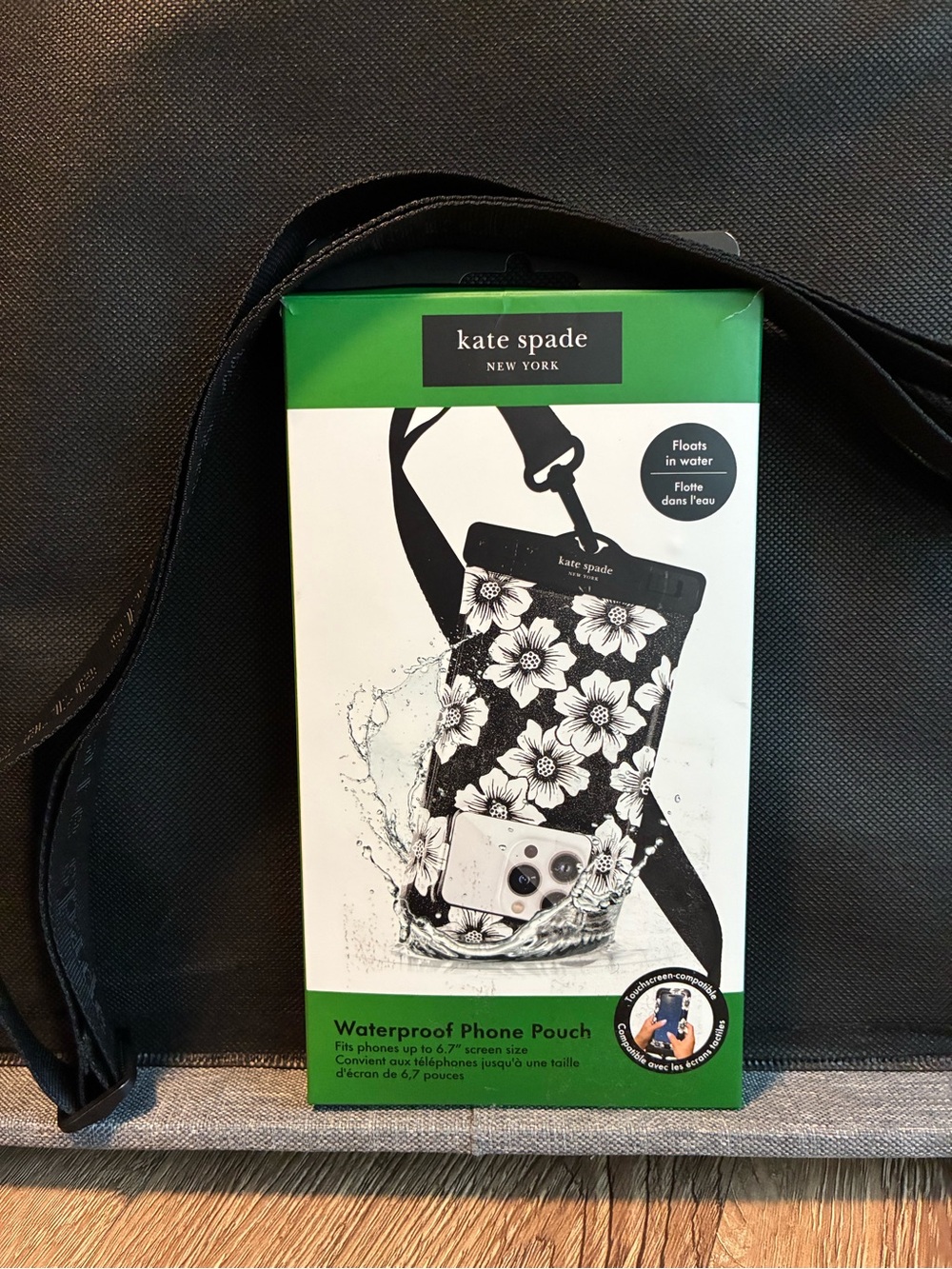 case-mate Black and Cream Floral Waterproof Phone Pouch